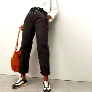 EVERLANE The Pleated Chino, Black Pants, Two Button Fly, Size 4